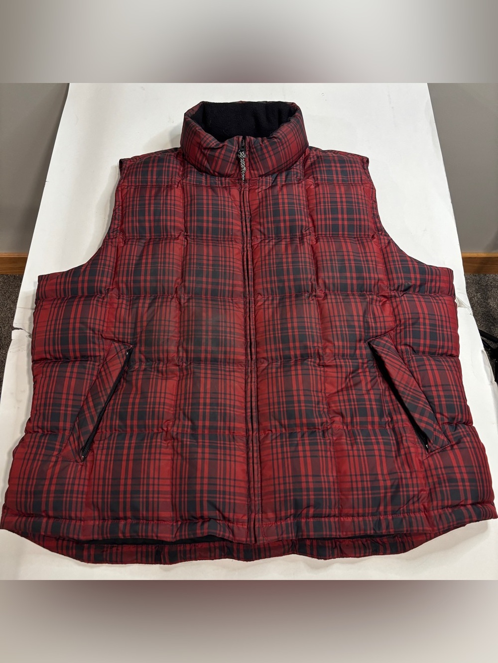 Eddie Bauer WeatherEdge Goose Down Plaid Puffer Vest Women's size XL
